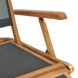 NNEVL Deck Chair with Footrest Solid Teak Wood Black