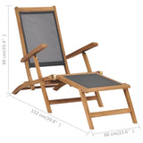 NNEVL Deck Chair with Footrest Solid Teak Wood Black