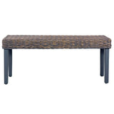NNEVL Bench 110 cm Grey Natural Kubu Rattan and Solid Mango Wood