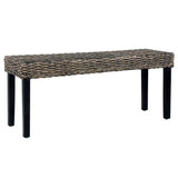 NNEVL Bench 110 cm Black Natural Kubu Rattan and Solid Mango Wood