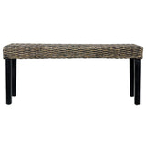 NNEVL Bench 110 cm Black Natural Kubu Rattan and Solid Mango Wood