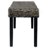 NNEVL Bench 110 cm Black Natural Kubu Rattan and Solid Mango Wood