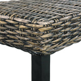 NNEVL Bench 110 cm Black Natural Kubu Rattan and Solid Mango Wood
