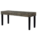 NNEVL Bench 110 cm Black Natural Kubu Rattan and Solid Mango Wood