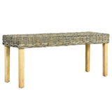 NNEVL Bench 110 cm Natural Kubu Rattan and Solid Mango Wood