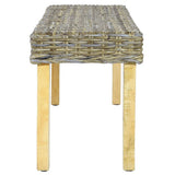 NNEVL Bench 110 cm Natural Kubu Rattan and Solid Mango Wood