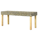 NNEVL Bench 110 cm Natural Kubu Rattan and Solid Mango Wood