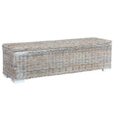 NNEVL Storage Box 120 cm White Kubu Rattan and Solid Mango Wood