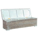 NNEVL Storage Box 120 cm White Kubu Rattan and Solid Mango Wood