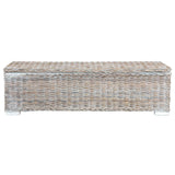 NNEVL Storage Box 120 cm White Kubu Rattan and Solid Mango Wood