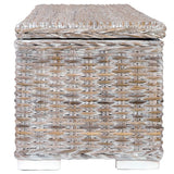 NNEVL Storage Box 120 cm White Kubu Rattan and Solid Mango Wood