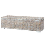 NNEVL Storage Box 120 cm White Kubu Rattan and Solid Mango Wood