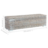 NNEVL Storage Box 120 cm White Kubu Rattan and Solid Mango Wood