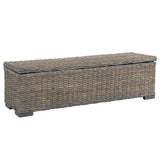 NNEVL Storage Box 120 cm Grey Kubu Rattan and Solid Mango Wood