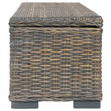 NNEVL Storage Box 120 cm Grey Kubu Rattan and Solid Mango Wood