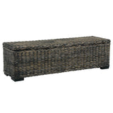 NNEVL Storage Box 120 cm Black Kubu Rattan and Solid Mango Wood