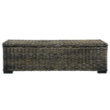 NNEVL Storage Box 120 cm Black Kubu Rattan and Solid Mango Wood