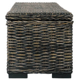 NNEVL Storage Box 120 cm Black Kubu Rattan and Solid Mango Wood