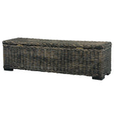 NNEVL Storage Box 120 cm Black Kubu Rattan and Solid Mango Wood