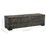 NNEVL Storage Box 120 cm Black Kubu Rattan and Solid Mango Wood