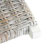 NNEVL Relaxing Chair White Natural Kubu Rattan and Solid Mahogany Wood