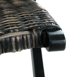 NNEVL Relaxing Chair Black Natural Kubu Rattan and Solid Mahogany Wood