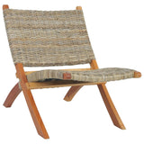 NNEVL Relaxing Chair Natural Kubu Rattan and Solid Mahogany Wood