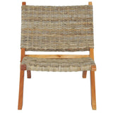 NNEVL Relaxing Chair Natural Kubu Rattan and Solid Mahogany Wood