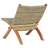 NNEVL Relaxing Chair Natural Kubu Rattan and Solid Mahogany Wood