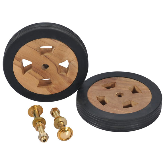 NNEVL Sunlounger Spare Wheels 2 pcs Solid Teak Wood