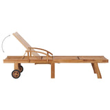 NNEVL Sun Lounger with Table Solid Teak Wood
