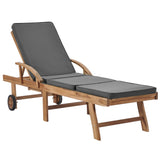 NNEVL Sun Lounger with Cushion Solid Teak Wood Dark Grey