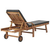 NNEVL Sun Lounger with Cushion Solid Teak Wood Dark Grey