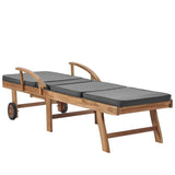 NNEVL Sun Lounger with Cushion Solid Teak Wood Dark Grey