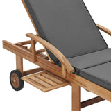 NNEVL Sun Lounger with Cushion Solid Teak Wood Dark Grey