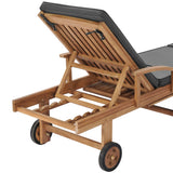 NNEVL Sun Lounger with Cushion Solid Teak Wood Dark Grey