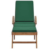 NNEVL Sun Lounger with Cushion Solid Teak Wood Green
