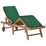 NNEVL Sun Lounger with Cushion Solid Teak Wood Green