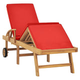 NNEVL Sun Lounger with Cushion Solid Teak Wood Red