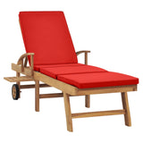 NNEVL Sun Lounger with Cushion Solid Teak Wood Red