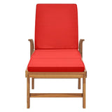 NNEVL Sun Lounger with Cushion Solid Teak Wood Red