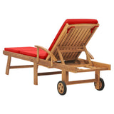 NNEVL Sun Lounger with Cushion Solid Teak Wood Red