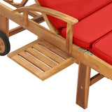 NNEVL Sun Lounger with Cushion Solid Teak Wood Red