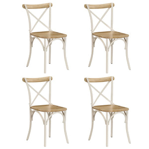 NNEVL Cross Chairs 4 pcs White Solid Mango Wood