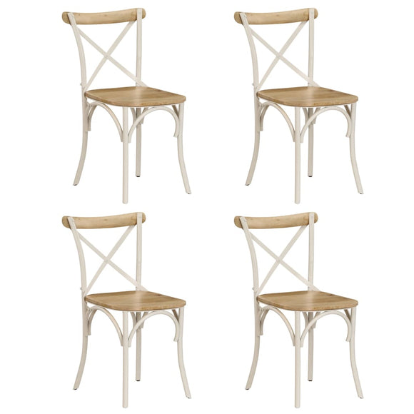 NNEVL Cross Chairs 4 pcs White Solid Mango Wood