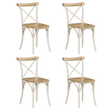 NNEVL Cross Chairs 4 pcs White Solid Mango Wood