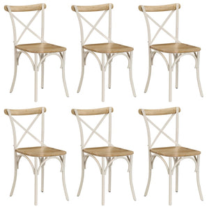 NNEVL Cross Chairs 6 pcs White Solid Mango Wood