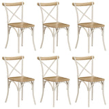 NNEVL Cross Chairs 6 pcs White Solid Mango Wood
