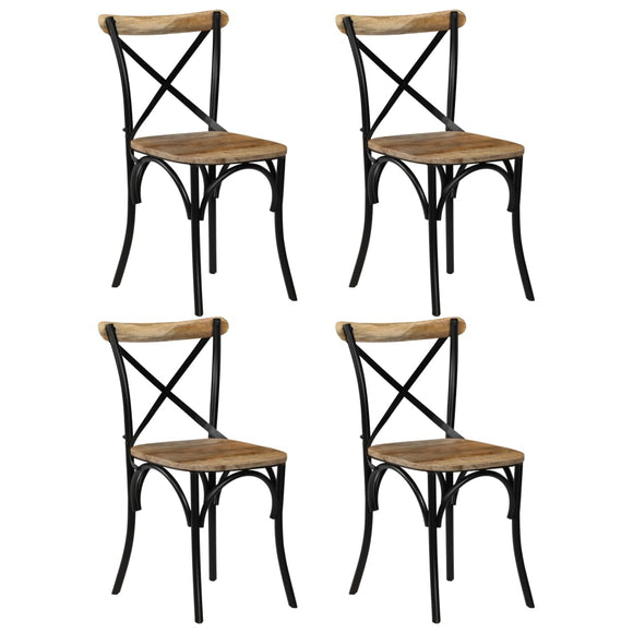 NNEVL Cross Chairs 4 pcs Black Solid Mango Wood