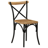 NNEVL Cross Chairs 4 pcs Black Solid Mango Wood